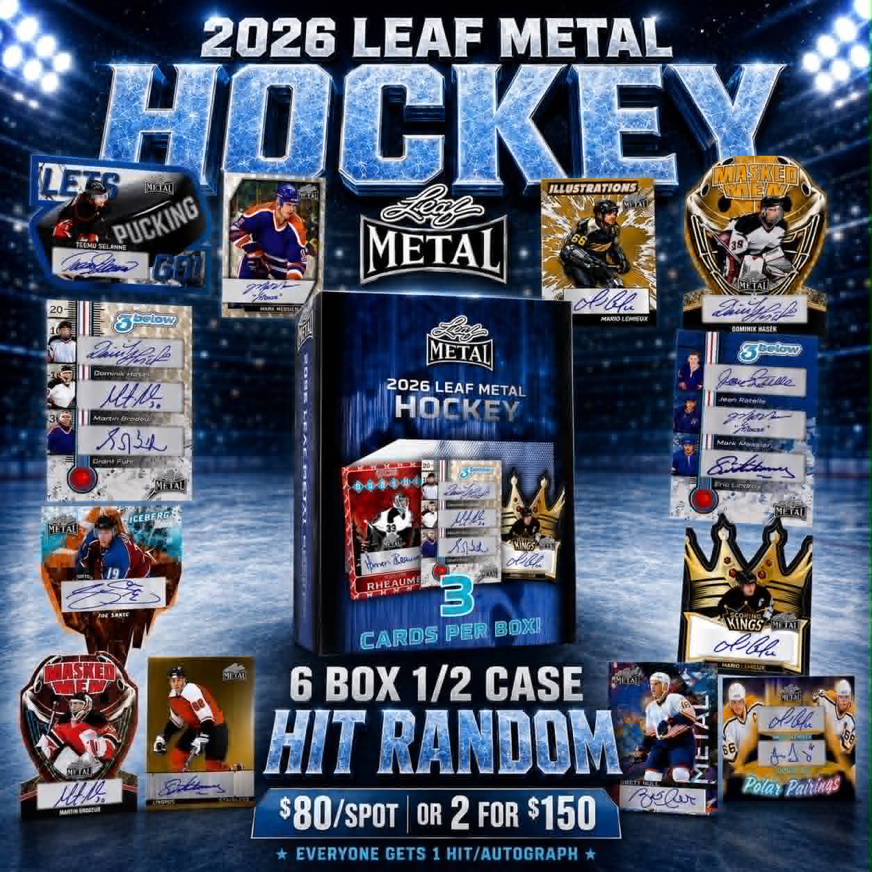 GB5296 NHL 2026 LEAF METAL HOCKEY 6 BOX 1/2 CASE HIT RANDOM