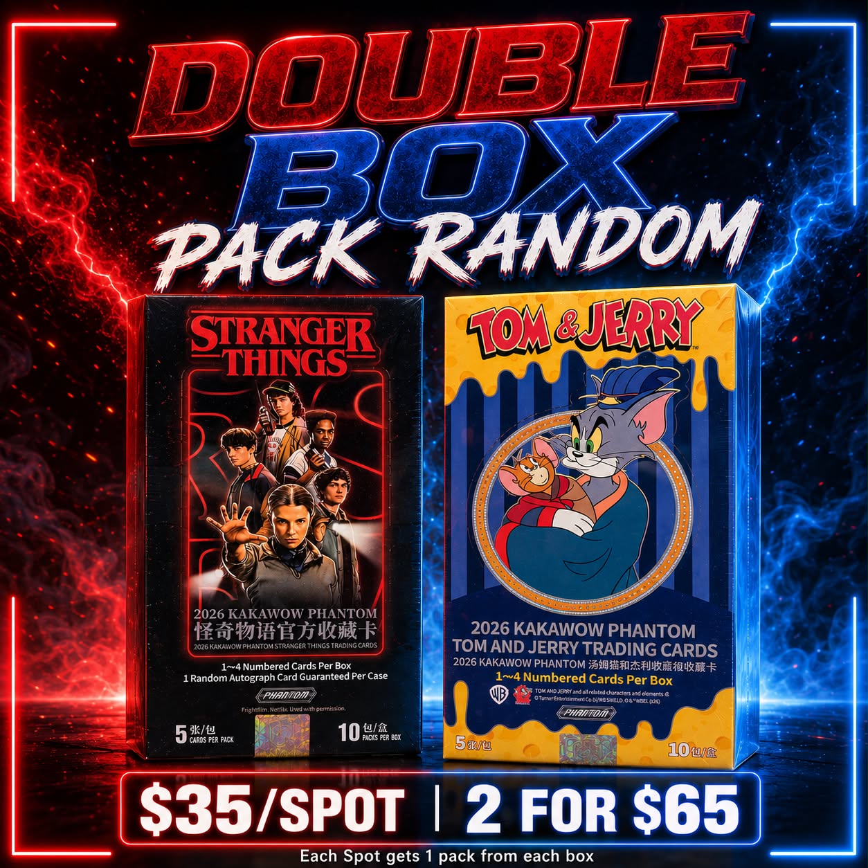 GB5392 ENTERTAIMENT 2026 KAKAWOW STRANGER THINGS + TOM & JERRY DOUBLE BOX PACK RANDOM #1