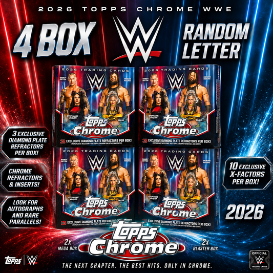 GB5257 WWE 2026 TOPPS CHROME QUAD BOX RANDOM LETTER