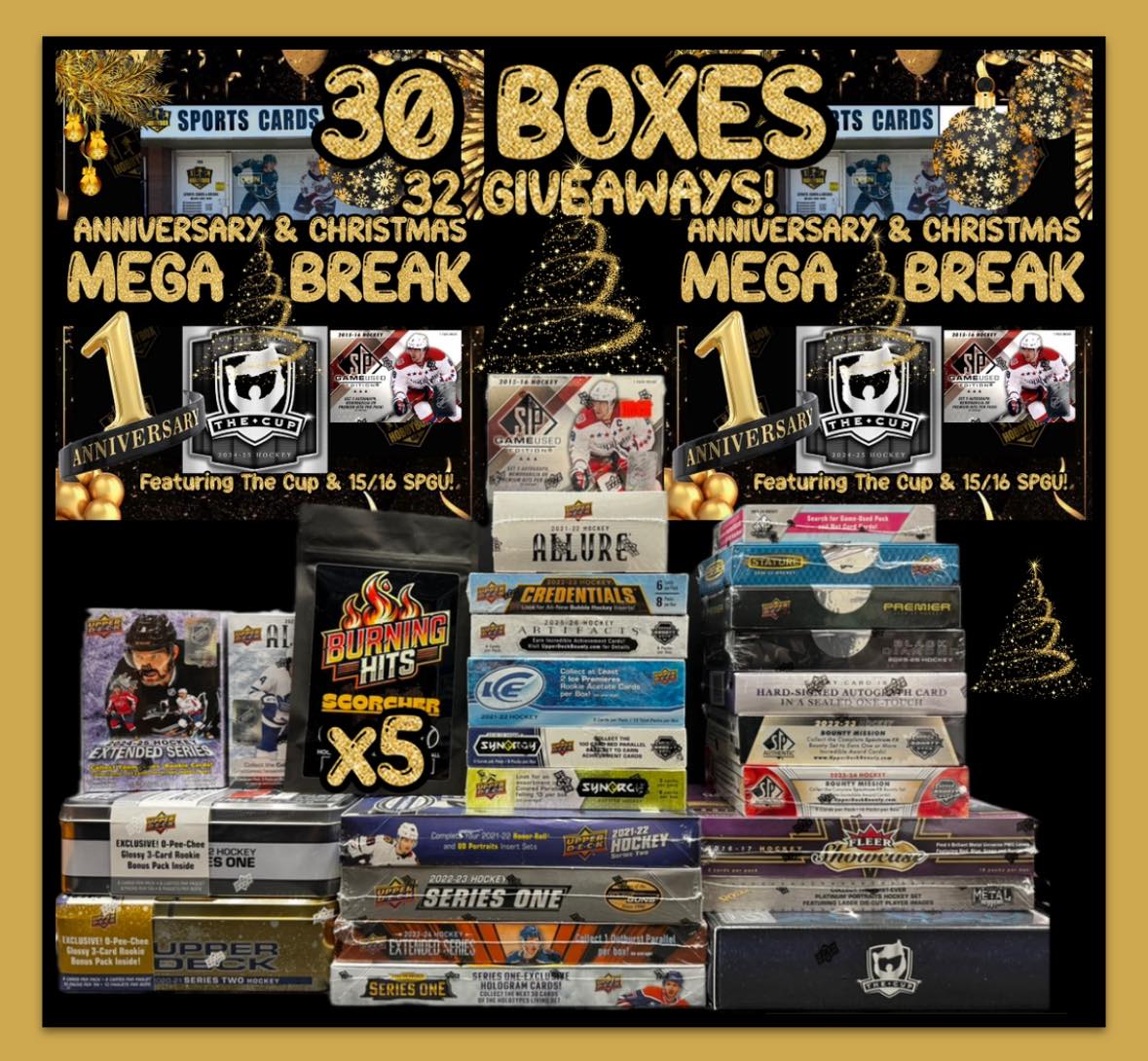 NHL ANNIVERSARY/XMAS MEGA BREAK 30 BOX MIXER w/THE CUP + 32 GIVEAWAYS!