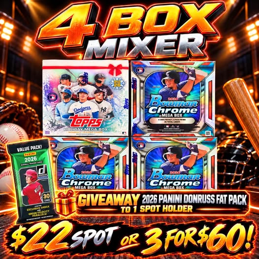 GB5549 MLB 4 BOX MIXER 2026 BOWMAN CHROME + GIVEAWAY