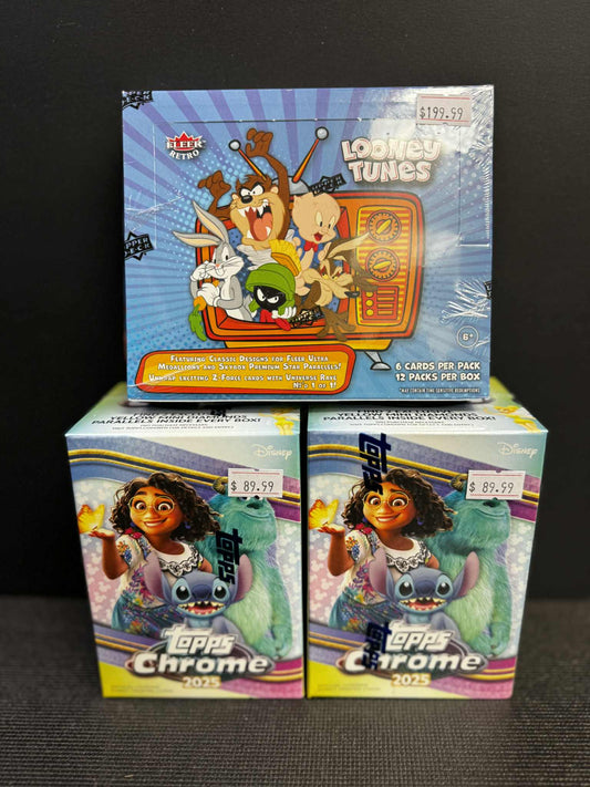 2024 FLEER LOONEY TUNES & 2025 TOPPS CHROME DISNEY 3 BOX
