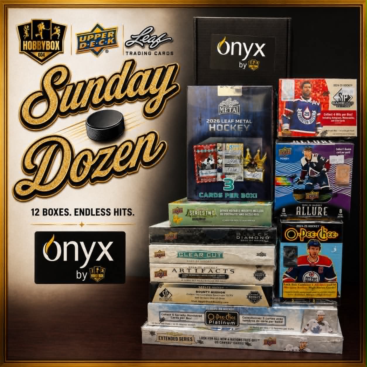 GB5292 NHL SUNDAY DOZEN 12 BOX MIXER w/ ONYX & LEAF METAL