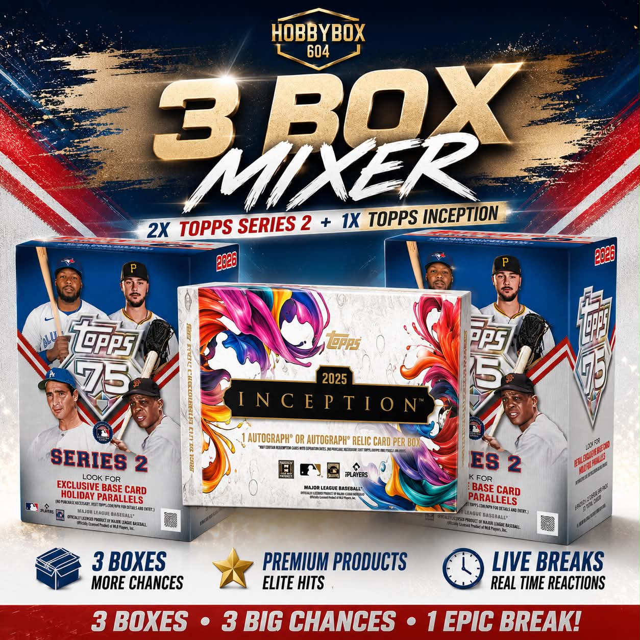GB5352 MLB 3 BOX MIXER w/ TOPPS INCEPTION MOD. PYT